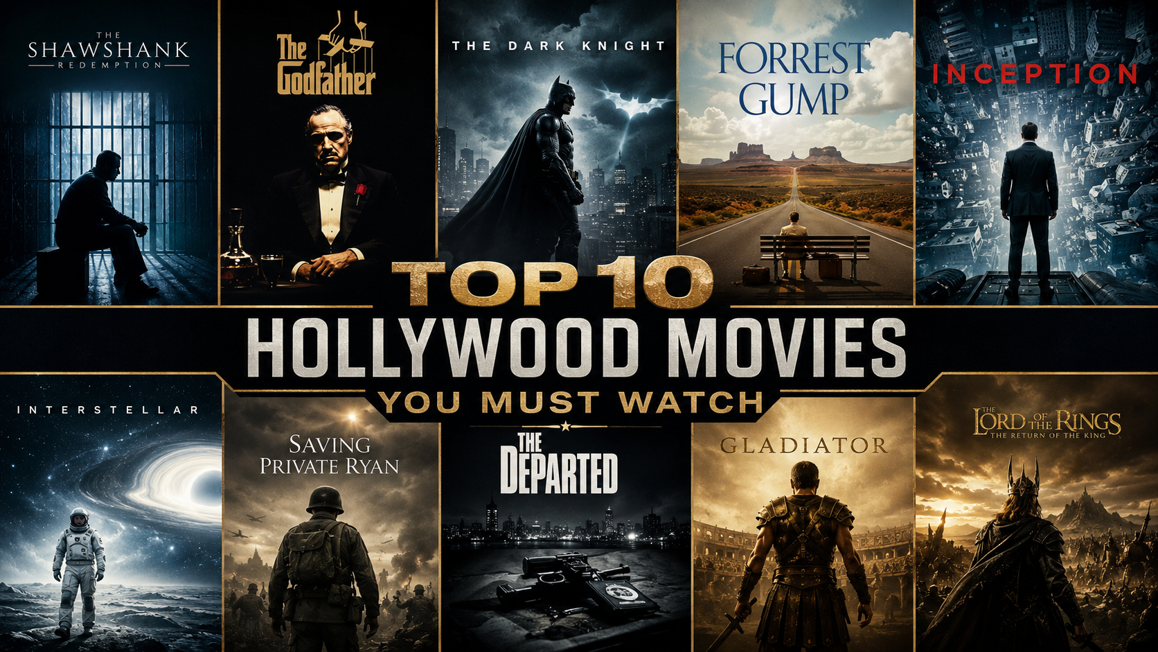 Top 10 Hollywood movies you must watch featuring classic drama, crime, action, science fiction, historical and fantasy films