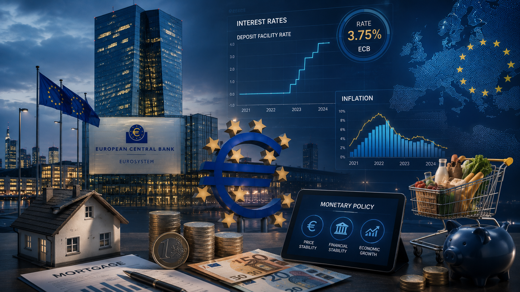 European Central Bank interest rates and euro area monetary policy